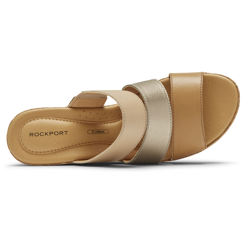 Rockport Slides For Womens Khaki - Lyla Banded - KA7153896